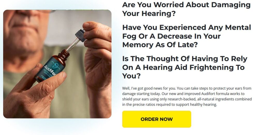man trying audifort and order now button